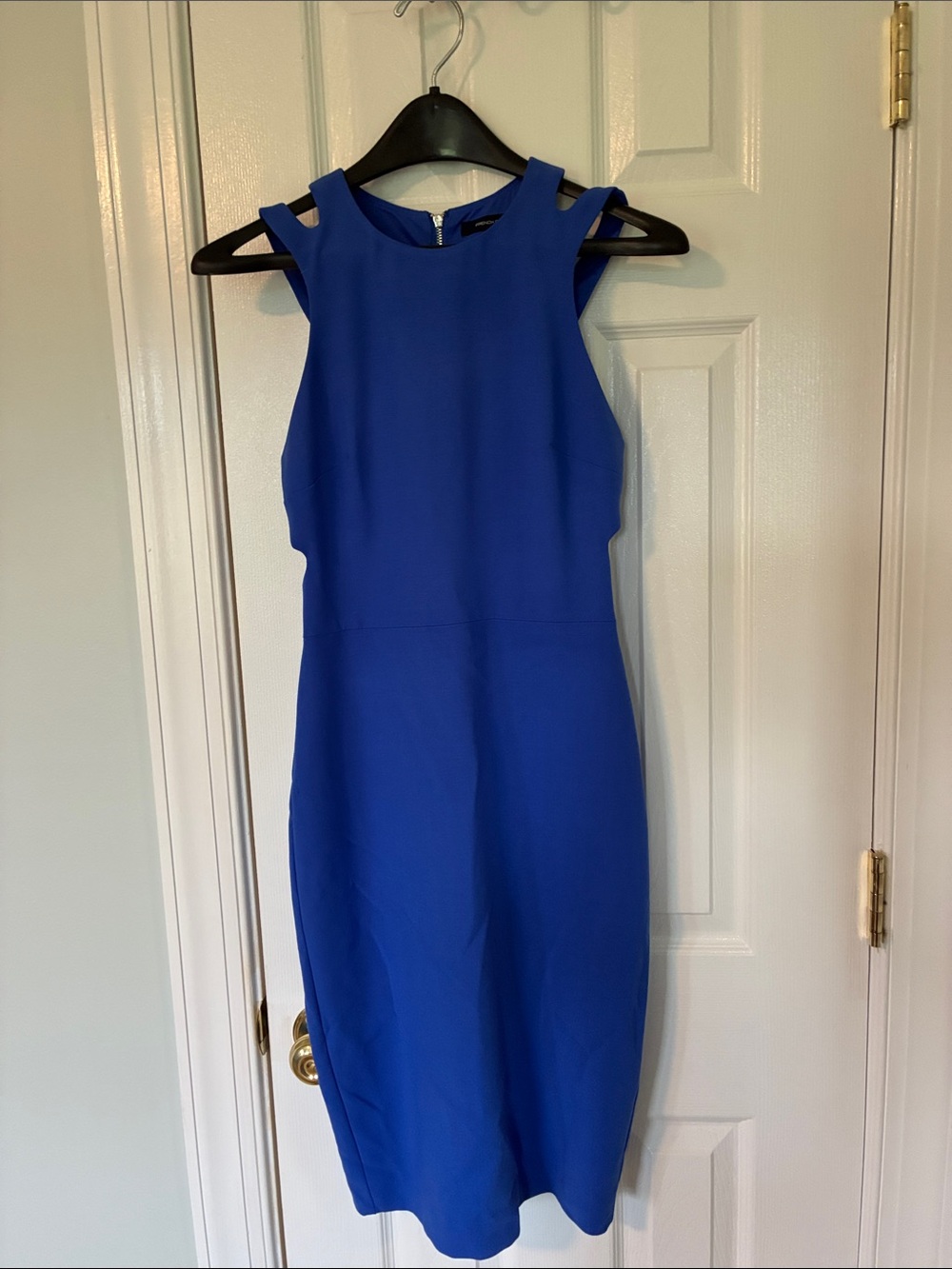 French Connection Cobalt Blue Sleeveless Cut-Out Knee Length Dress